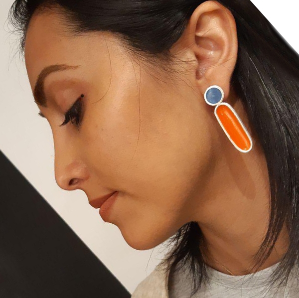 blue orange earring